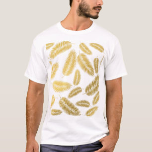 Imitate Gold Palm Blätter Muster T-Shirt