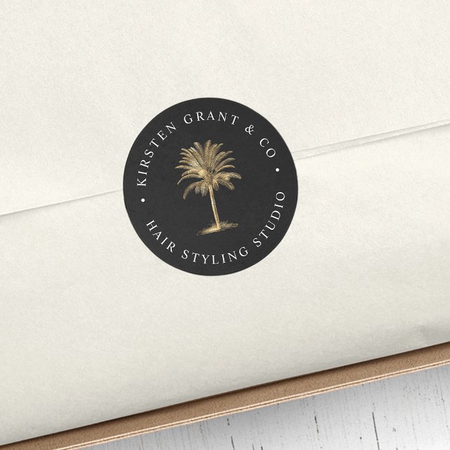 Imitate Gold Palm Tree Logo Runder Aufkleber (Von Creator hochgeladen)