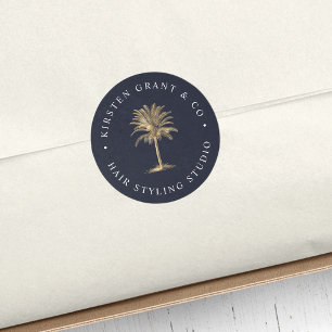 Imitate Gold Palm Tree Logo Runder Aufkleber