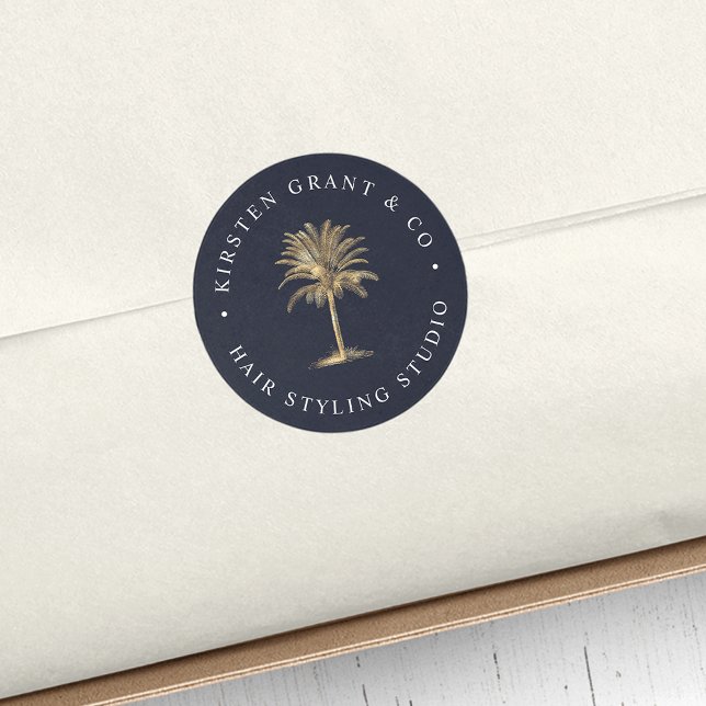 Imitate Gold Palm Tree Logo Runder Aufkleber (Von Creator hochgeladen)