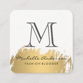 Imitate Gold Pinsel Monogram Quadratische Visitenkarte