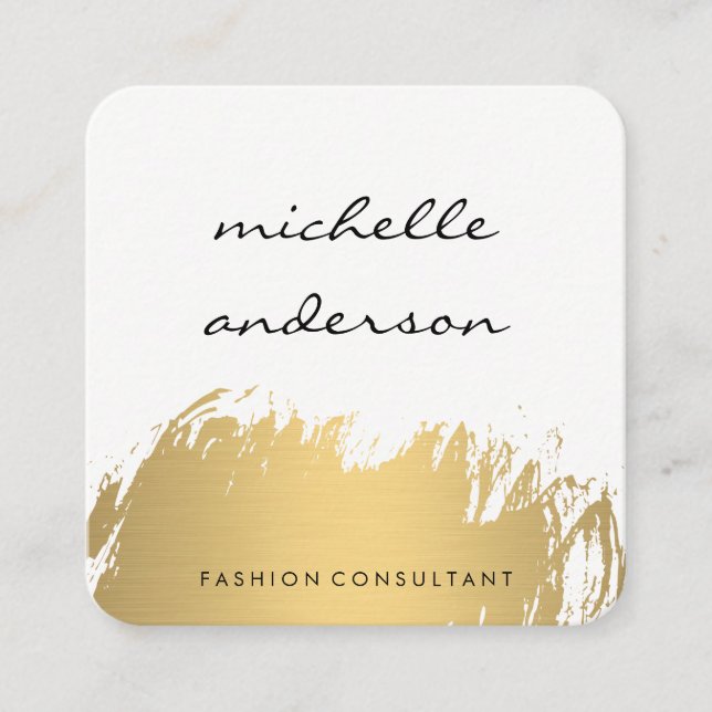 Imitate Gold Pinselgrau Quadratische Visitenkarte (Vorderseite)