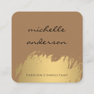 Imitate Gold Pinselgrau Quadratische Visitenkarte