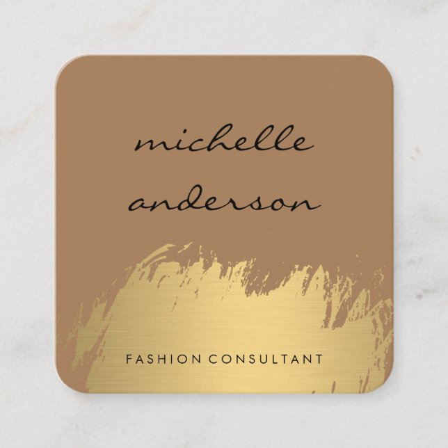 Imitate Gold Pinselgrau Quadratische Visitenkarte (Vorderseite)