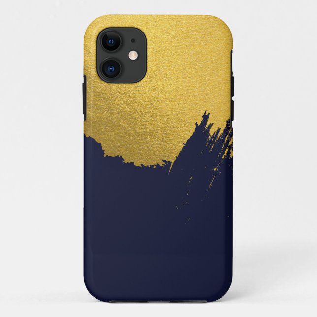 Imitate Gold Pinselstriche mit Navy Blue Backgroun Case-Mate iPhone Hülle (Rückseite)