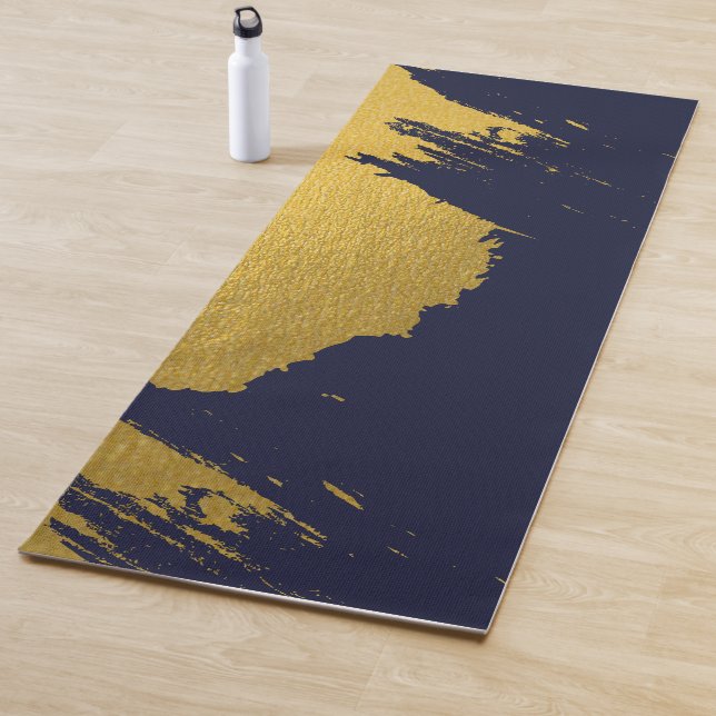 Imitate Gold Pinselstriche mit Navy Blue Backgroun Yogamatte (Beispiel)