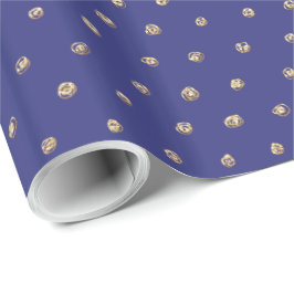 Imitate Gold Polka Dots auf Dark Periwinkle Blue Geschenkpapier