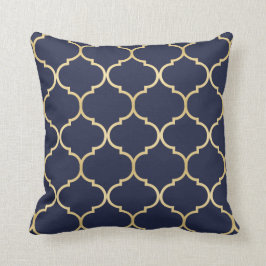 Imitate Gold Quatrefolienmuster Blau Kissen