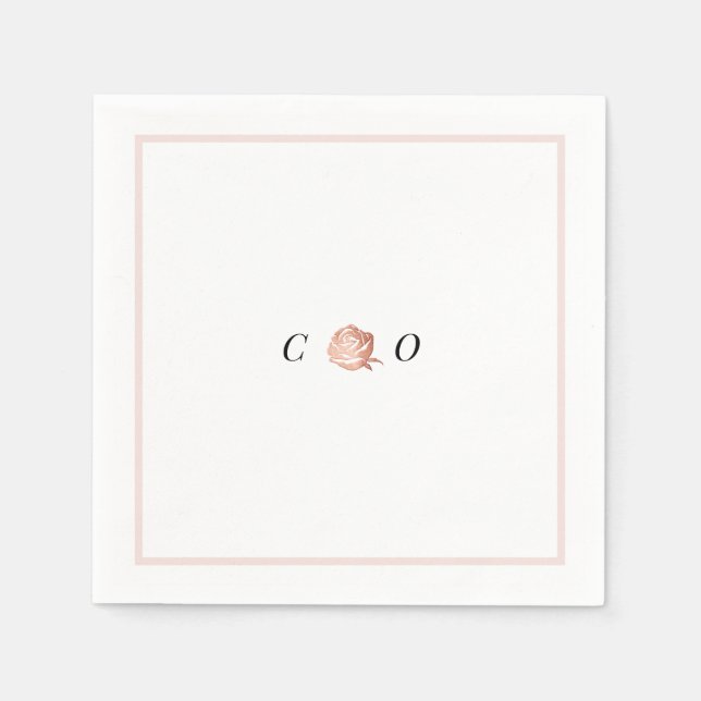 Imitate Gold Rose Monogramm Minimalistische Hochze Serviette (Vorderseite)