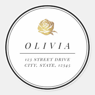 Imitate Gold Rose schwarz-weiß minimalistisch Runder Aufkleber