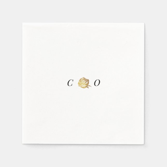 Imitate Gold Rose Schwarz-Weiß minimalistische Hoc Serviette (Vorderseite)