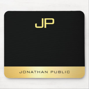 Imitate Gold Schwarze Elegante Mit Monogramm Vorla Mousepad