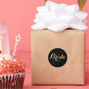 Imitate Gold Script Bride Wedding Brautparty Black Runder Aufkleber