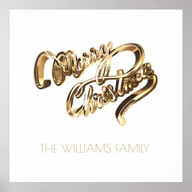 Imitate Gold Script Elegant Frohe Weihnachten Poster (Vorne)