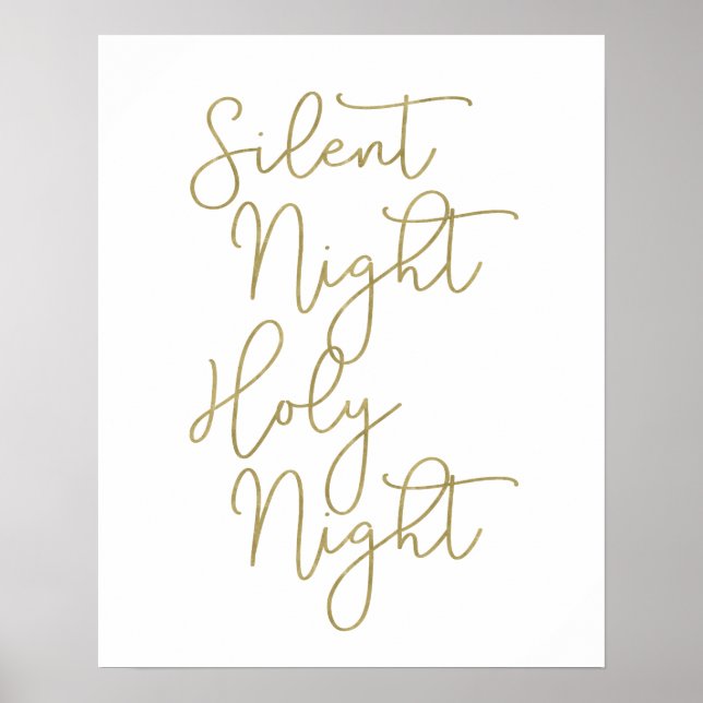 Imitate Gold Script Typografie | Stille Nacht Poster (Vorne)