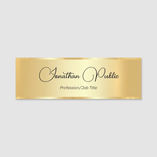 Imitate Gold Script-Vorlage für benutzerdefinierte Namensschild (Vorderseite)