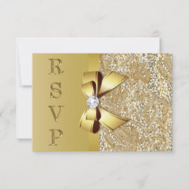 Imitate Gold Sequins Bow Diamond UAWG RSVP Karte