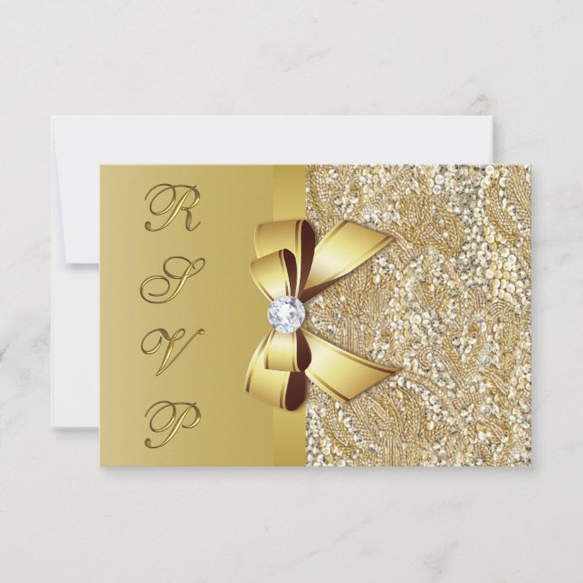 Imitate Gold Sequins Bow UAWG RSVP Karte (Vorderseite)