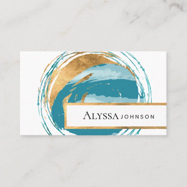 Imitate Gold Siegel Blue Green Earth Globe Visitenkarte (Vorderseite)