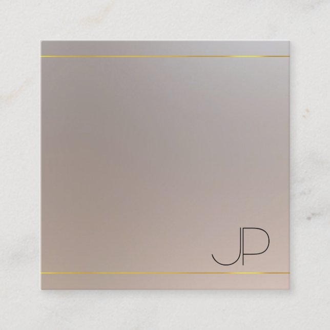 Imitate Gold Silver Mit Monogramm Modernes Elegant Quadratische Visitenkarte (Vorderseite)