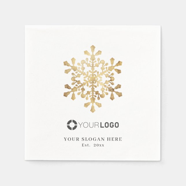 Imitate Gold Snowflakes Firmenlogo Weihnachten Serviette (Vorderseite)