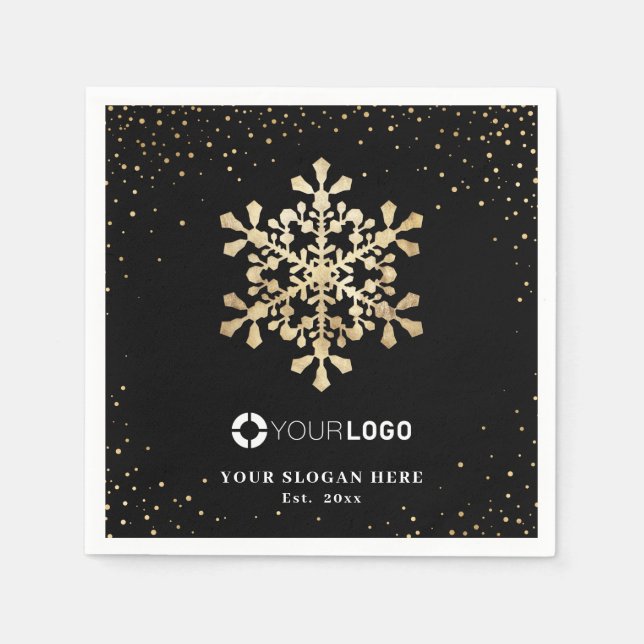 Imitate Gold Snowflakes Firmenlogo Weihnachten Serviette (Vorderseite)