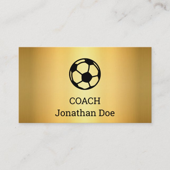 Imitate Gold Soccer Coach Business Card Visitenkarte (Vorderseite)