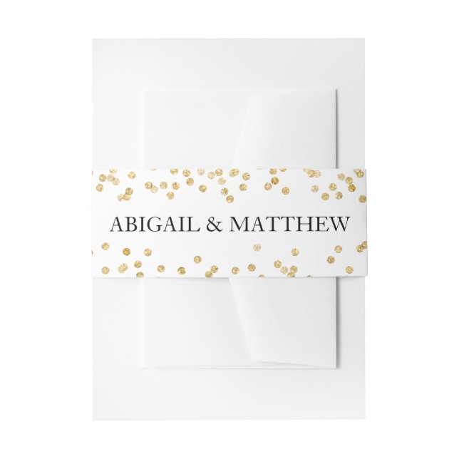 Imitate Gold Sparkle Confetti Hochzeit in | Bauchb Einladungsbanderole (Vorderseite Beispiel)
