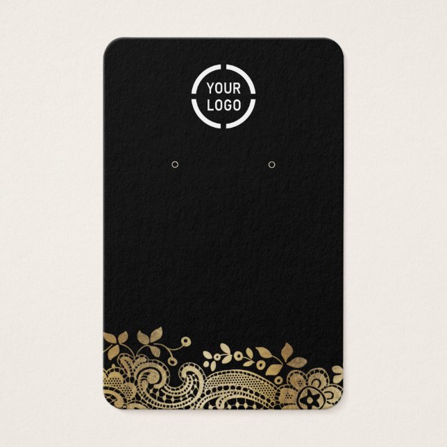 Imitate Gold Spitze Logo schwarze Ohrring Anzeige (Vorderseite)