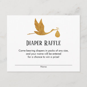 Imitate Gold Stork Baby Duschkabine Windeln Raffle Begleitkarte