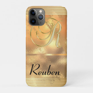 Imitate Gold Streifen Gold Glitzer Monogram R Case-Mate iPhone Hülle