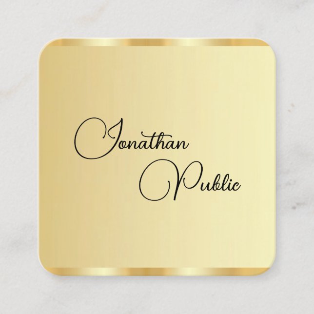 Imitate Gold Template Moderne Berufliche Elegant Quadratische Visitenkarte (Vorderseite)