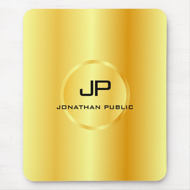 Imitate Gold Template Moderne Elegant Mit Monogram Mousepad (Vorne)