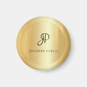 Imitate Gold Template Monogram Moderne Elegant Magnet