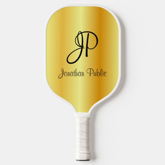 Imitate Gold Two Sides Monogram Elegant Template P Pickleball Schläger (Vorderseite)