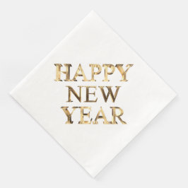 Imitate Gold Typografie glücklich Neujahr Napkins Serviette