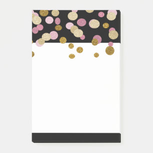 IMITATE Gold und Rosa Glitzer Punkte (bedruckt fla Post-it Klebezettel