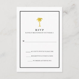 Imitate Gold und Schwarze Palme | Glam Wedding RSV RSVP Karte