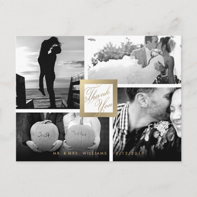 Imitate Gold Vielen Dank für Ihre Hochzeit 4 Foto  Postkarte (Vorderseite)