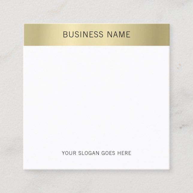 Imitate Gold Weiß Elegante Moderne Minimalistische Quadratische Visitenkarte (Vorderseite)