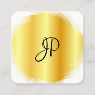 Imitate Gold White Modern Elegante Monogram Templa Quadratische Visitenkarte