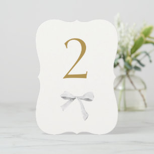 Imitate Gold White Ribbon Wedding Tischnummer