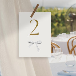 Imitate Gold | White Ribbon Wedding Tischnummer