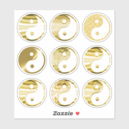 Imitate Gold Yin Yang Symbol Textured Metallic Set Aufkleber