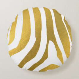 Imitate Gold Zebra Print Stripes Muster Rundes Kissen