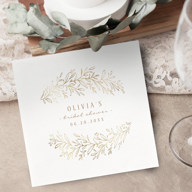 Imitate Goldbotanlage Brautparty Party Serviette (faux gold botanical foliage bridal shower party napkins)