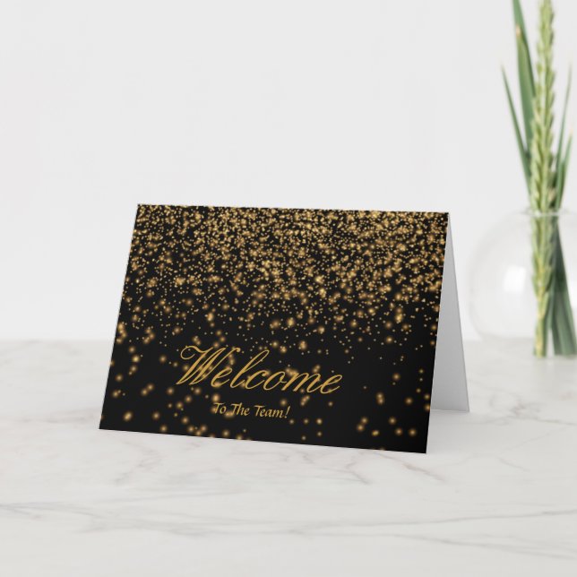 Imitate Golden Foil Confetti Glitzern Herzlich wil Karte (Vorderseite)