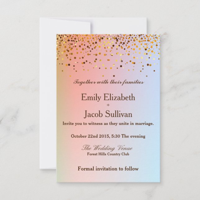 Imitate Golden Foil Confetti Save The Date (Vorderseite)