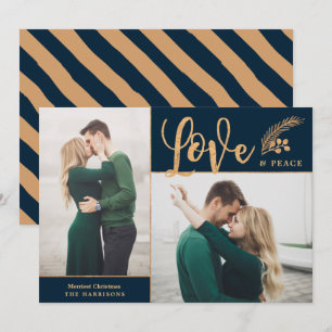 Imitate Golden Foil Elegante Liebe Foto Marine Feiertagskarte