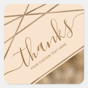 Imitate Golden Yellow Foil dank Text und benutzerd Quadratischer Aufkleber